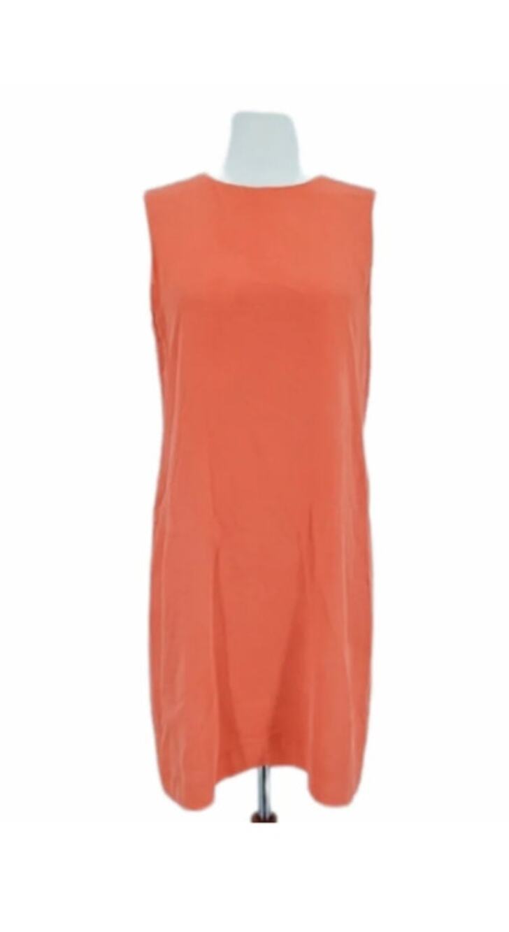 Cynthia Rowley 100% Silk Sleeveless Shift Mini Dress Coral Orange Size 6